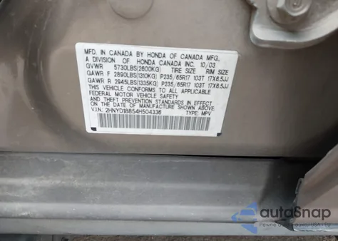 2004 Acura Mdx z USA, uszkodzony, nr VIN 2HNYD18854H504336